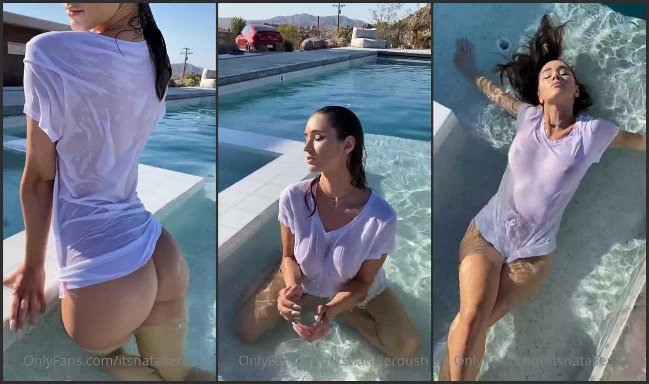 Natalie Roush Nude Boobs Visible in Wet T-shirt Video